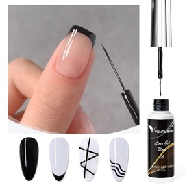 VENALISA Liner Gel Nail Polish 8ML 1 Pcs Black Gel Polish With Thin Brush For French Nail Art Swirls Nail Design Soak Off UV Gel DIY at Home Manicure Salon