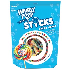 Whirly Pop Mini Sticks Chewy Candy – Whirly Pop Rainbow Filled Sour Ropes Bites, Chewy Rainbow Candy Ropes 7.5 Ounce
