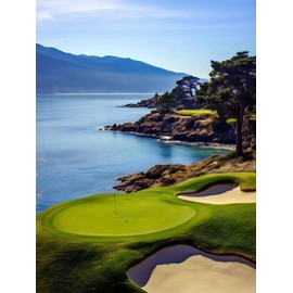 JXAVAXDE Beautiful Golf Course at Pebble Beach Diamond Painting Kits, Golf Diamond Painting, Full Round Diamond Art Kits, Home Wall Decor 12x16 inch