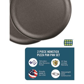 ProBake Nonstick 16” Pizza Pan, Dark Grey