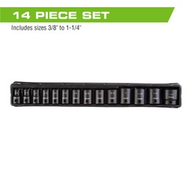 ARCAN TOOLS 1/2 Inch Drive Shallow Impact Socket Set, 3/8 Inch - 1-1/4 Inch, Cr-V, 14-Piece (AS21214S)