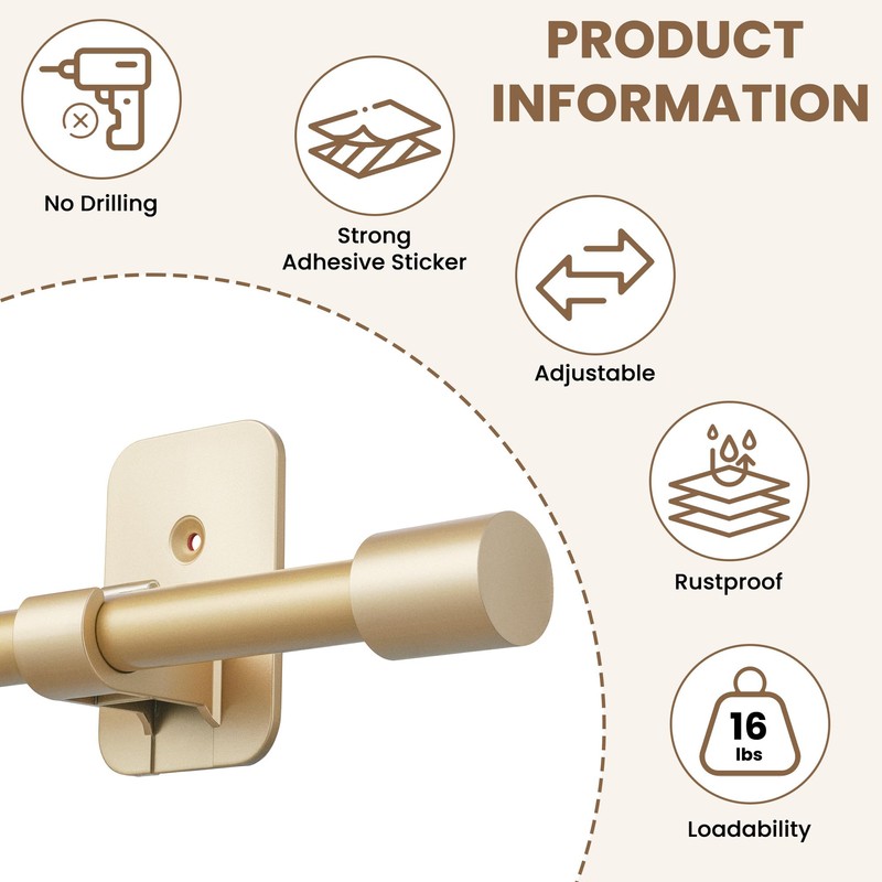 Curtain Rods No Drilling for Windows 28 to 36 Inch,