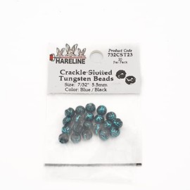 Hareline Crackle Slotted Tungsten Beads #23 7/32'' (5.56mm) Blue/Black