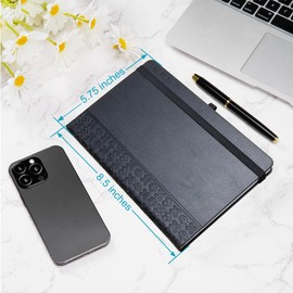 WEYEAH 2025 Planner & Journal with Metal Pen & 298 Free Stickers (4 in 1), 2025 Monthly & Weekly Planner, 24 Lined & 24 Dotted Journal Pages (A5 Black)