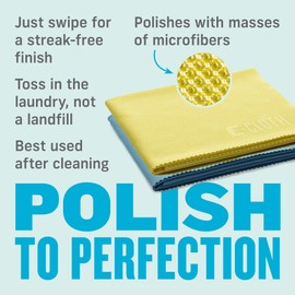 E-Cloth Glass & Polishing Microfibre Cleaning Cloth, 300 Wash Guarantee, Reusable, Assorted Colors, 2 Pack