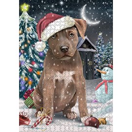 Have a Holly Jolly Christmas Pit Bull Dog Jigsaw Puzzle for Adults - Animal Printed Interlocking Puzzle Game Artwork - Gift for Dog Lover's -1000 Pcs 29.5"x19.7", PZLE58978