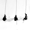 1x Bronze Climber Left-Arm-Up Climbing Man with Wire Rope Wall