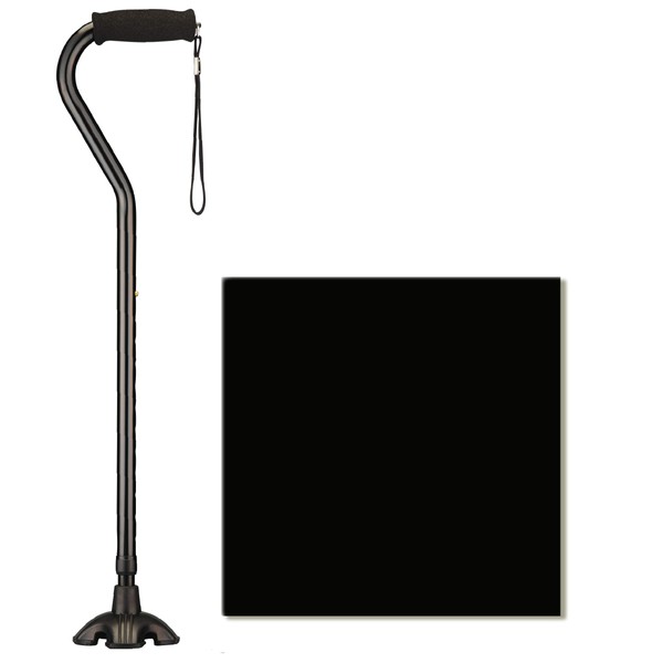 NOVA Sugarcane, Walking Cane with All Terrain Rubber Quad Tip Base and Carrying Strap, Black Design