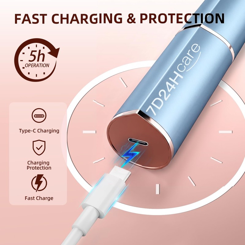 Facial Hair Remover for Women, Rechargeable, 2 Replacement Heads