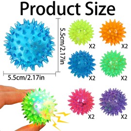 Qunkun Children's Light Balls, Pack of 12 Hedgehog Balls, Small Soft, Hedgehog Balls, Luminous Toy, Children's Stress Ball, Give Aways Christmas Small Items for Children