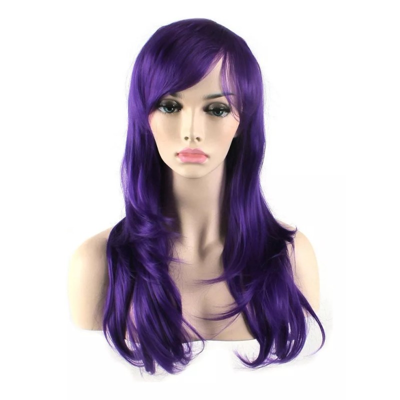 generic Peluca Morada De Pelo Largo Y Rizado Ondulado Traje
