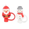 10Pcs Christmas Straw Covers Caps Cartoon Soft Silicone Christmas Straw