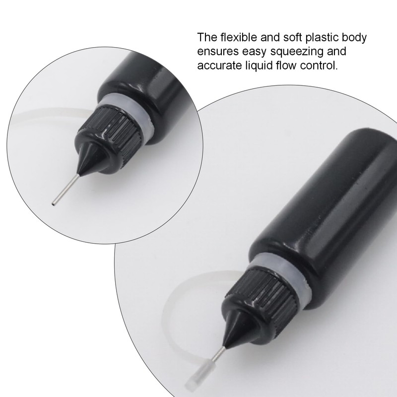 Joyangy 10-Pack 15ml Precision Tip Applicator Bottles, Black Plastic Squeeze