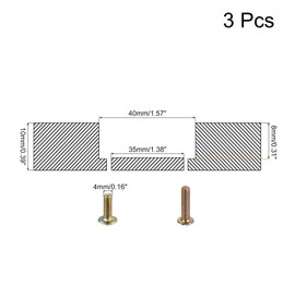 sourcing map Flush Pull Ring Handle 40x10mm, 3pcs Plane Drawer Door Pull, Brushed Silver Tone