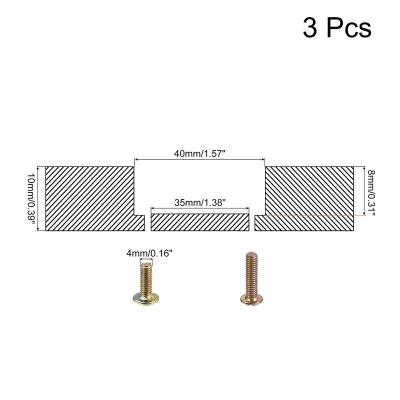 sourcing map Flush Pull Ring Handle 40x10mm, 3pcs Plane Drawer