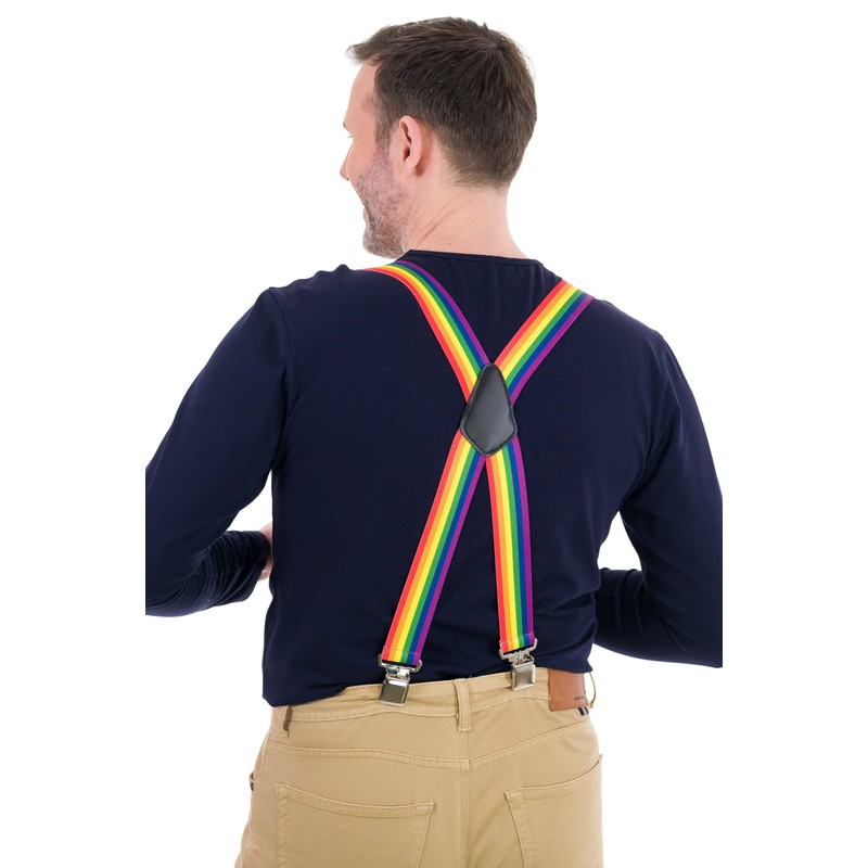 Olata Unisex Fully Adjustable Clip On Rainbow Braces/Suspenders. 2.5cm, X-Shape