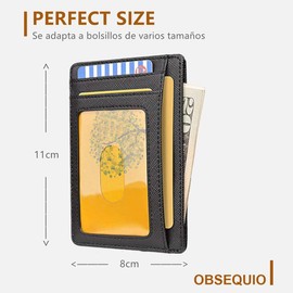 Lumbor37 Billetera de Cuero Tarjetero de Cuero Minimalista Billetera de Moda Billetera RFID Cepillada Antirrobo Billetera de Cuero neutro Billetera de Regalo para Hombre Tarjetero Cartera Minimalista