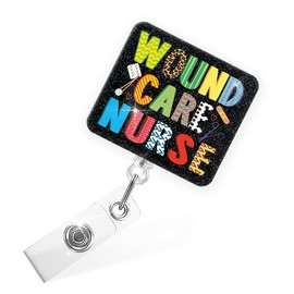 Sixrip Wound Care Nurse Retractable Glitter Badge Reel with Alligator Clip, Funny Badge Holder Gifts for ER WOC Nurse Wound Team Lab Tech Nursing First Responder, Urgent Care Nurse Gifts