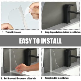 Miskall Shower Splash Guard, 2 Pcs Self Adhesive Bathtub Corner Splash Guard, Acrylic Shower Water Guard for Preventing Shower Water from Splashing Out