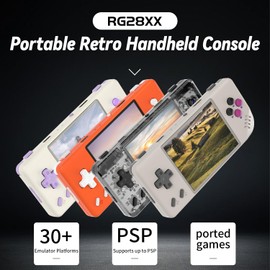 RG28XX Retro Handheld Game Console, 2.83 Inch IPS Screen Linux System Built-in 64G TF Card 5516 Games Support Multimedia Application and HDMI TV Output (Grey)