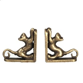 Dollhouse Cat Bookends Antique Bronze Miniature Bookcase Study Accessory
