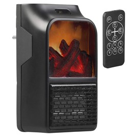 Sichler Haushaltsgeräte Fireplace Heater: Socket Fan Heater with Fireplace Effect and Remote Control, 500 W (Socket Heater, Ceramic Fan Heater, Power Strip)