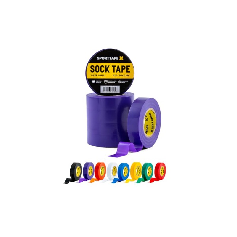 SPORTTAPE Sock Tape - 6 Rolls, Purple - 1.9cm x