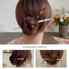 YINETTECH Pack of 8 Chinese Style Hair Sticks Hair Pins Retro Hair Accessories Elegant Decorative Acetate Sticks Hair Styling Accessories