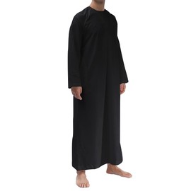 Omani/Emerati Dishdasha – Mens Omani/Emirati Style Thobe Classic - Full Length Long Sleeve Islamic Jubbah's (Black, Medium (58))