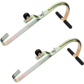 Tie Down 2-Pack Heavy Duty Zinc Plated Steel Ladder Roof Hook with Wheel | Rubber Grip T-Bar for Damage Prevention | Fast and Easy Setup to Access Steep Roofs