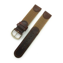 20mm Canvas Nylon Leather Watch Band Swiss Army Style (brown)