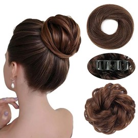 TTPSRY Women's Hairpiece with Clip, Real Hair, Ideal for Voluminous Hair and Hairpiece Styling (Light Brown)
