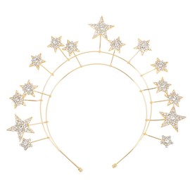 Healeved Diadema Estrellas Doradas Tiara Estrella Corona De Novia Diademas De Boda Para La Novia Accesorio De Cabello Brillante Para Boda, Fiesta Y Eventos, Para Mujeres Y Niñas