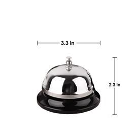HeeYaa Call Bell 2 Packs 3.3 Inch Diameter with Metal Anti-Rust Construction, Desk Bell for Hotels, Schools, Restaurants, Reception Areas, Hospitals, Warehouses(Silver)