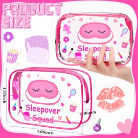 Aliceset 8 Pcs Sleepover Party Supplies Sleepover Squad Makeup Bags Slumber Birthday Party Favors Spa Squad Cosmetic Bag Spa Stuff Waterproof Toiletry Pouches Girls Night Decorations (Rose Red)