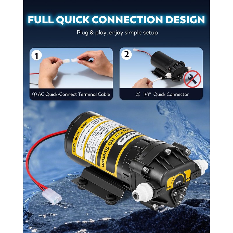 Moonshan 200GPD Booster Pump for RO System Complete Kit Suitable