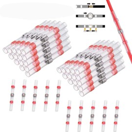 CTRICALVER Welded & Sealed Wire Connectors, 40 Waterproof Heat Shrinkable Butt Joints, Wire Terminals, Marine Insulated Butt Joints (Red)