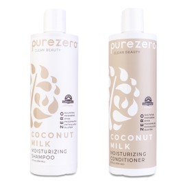 Purezero Set de Champú y Acondicionador de Leche de Coco - 100 Vegano y Libre de Crueldad - Hidratación Intensa E Incrementa El Brillo - Cero