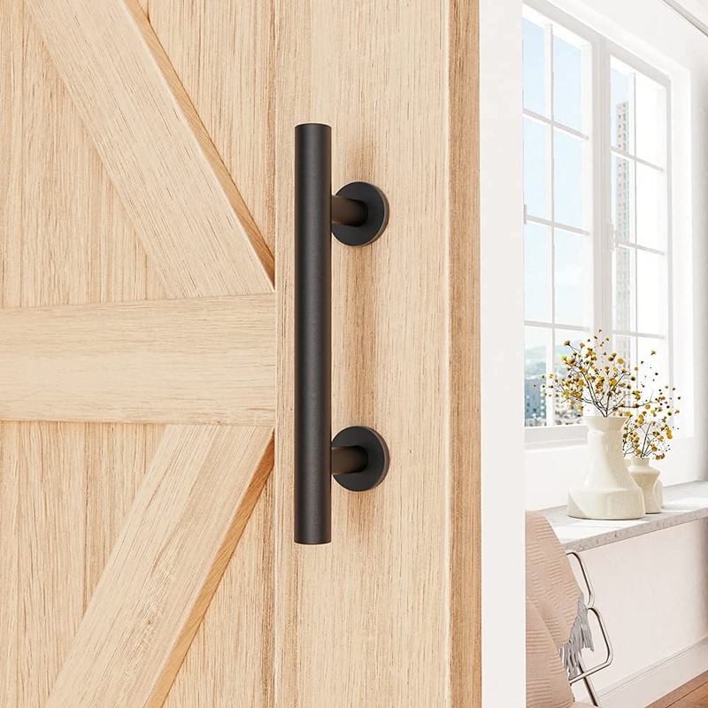 ZEKOO 12'' Sliding Barn Door Handle Hardware Two-Side Design Black