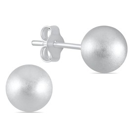 6mm Satin Finish Ball Stud Earrings in .925 Sterling Silver