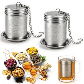 Druuzyl Pack of 2 Stainless Steel Tea Strainer for Loose Tea - Suitable for Cups and Teapots, Dishwasher Safe - High Quality Tea Filter Strainer with Fine Mesh