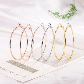 Dainty 70mm Gold-tone Big Large Hoop Earrings for Women Fashion Round Circle Huggie Hoops 3 Inch Fashion Minimalist Hooped for Bff Birthday Her (Gold)