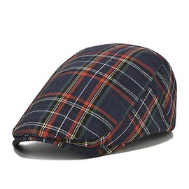 Adantico Men's Women's Peaked Caps Plaid Pattern, dark blue