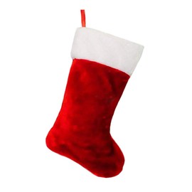 Red and White Velvety Plush Christmas Stocking - 8.5 in x 18 in (21.5 cm x 45.7 cm) by Christmas House