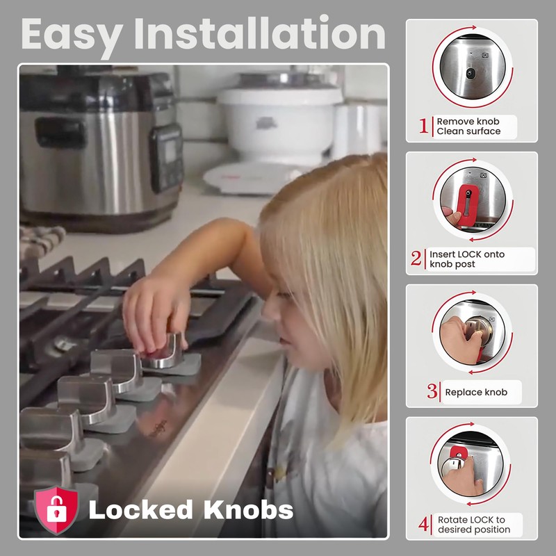 2025 Mom's Choice Winner- Gas Stove Knob Locks - Gray