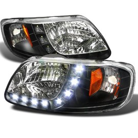 1 Piece Design LED Headlights Black Made For And Compatible With 1997 1998 1999 2000 2001 2002 2003 F-150