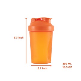 GAISHION Shaker Bottle Protein Shakes and 16-Ounce/400ML Shaker Bottle with Whisk Balls,Non-BPA plastic(Blue+Orange(2PCS))