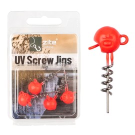Zite Fishing Screw-In Jigs 5-20 g Pack of 5 | Screw Jig Heads Lead Durable Predator Fishing | Screw Spiral Rubber Fish System | Corkscrew Screw Jigheads Pike, Zander, Perch (UV-Active, 10 g)