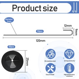Photect Solar Panel Guard Clips Animal Guard Fastener Clips Solar Panel Animal Guard Roll Kit Stainless Steel Fastener Clips for Solar Panel Bird Wire Pigeon Fence (50 Packs, 25 mm)