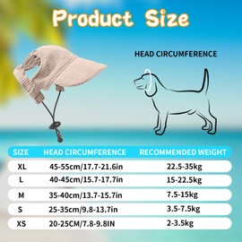 Dog Baseball Cap, Adjustable Summer Pet Sun Hat with Ear Holes, Breathable Visor Cap for Puppy, Small Medium Large Dogs Outdoor Sun Protection (Khaki, M)
